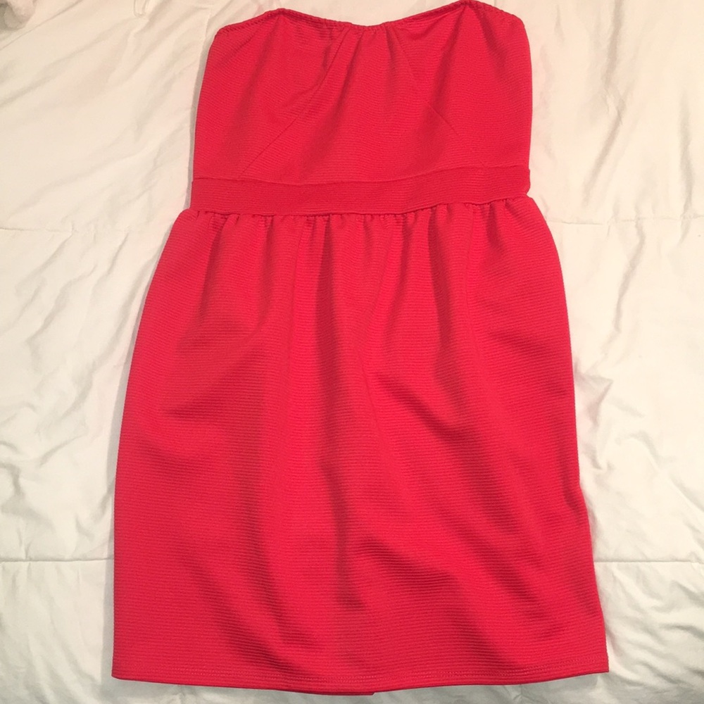 Red Orange dress Strapless